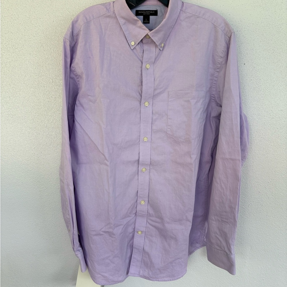 Banana Republic Lavender Men’s Button Down Dress Shirt, soft wash, size - L